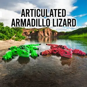 Stylish Articulated Armadillo Lizard - 3D Printed with Vibrant Hues, Calming Fidget Figurine for ADHD, Playful Reptile Model for Trendy Desks, Homes, Displays, Smooth Joint Movement