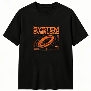 Mens Cyberpunk 3D Orbit Graphic Tee, Futuristic Techwear T-Shirt for Men, Orange Neon Sci-Fi UI Print Top, Urban Ninja Streetwear, Premium Cotton Casual Tee, Cool Galactic Exploration Apparel # bird graphic print t-shirt