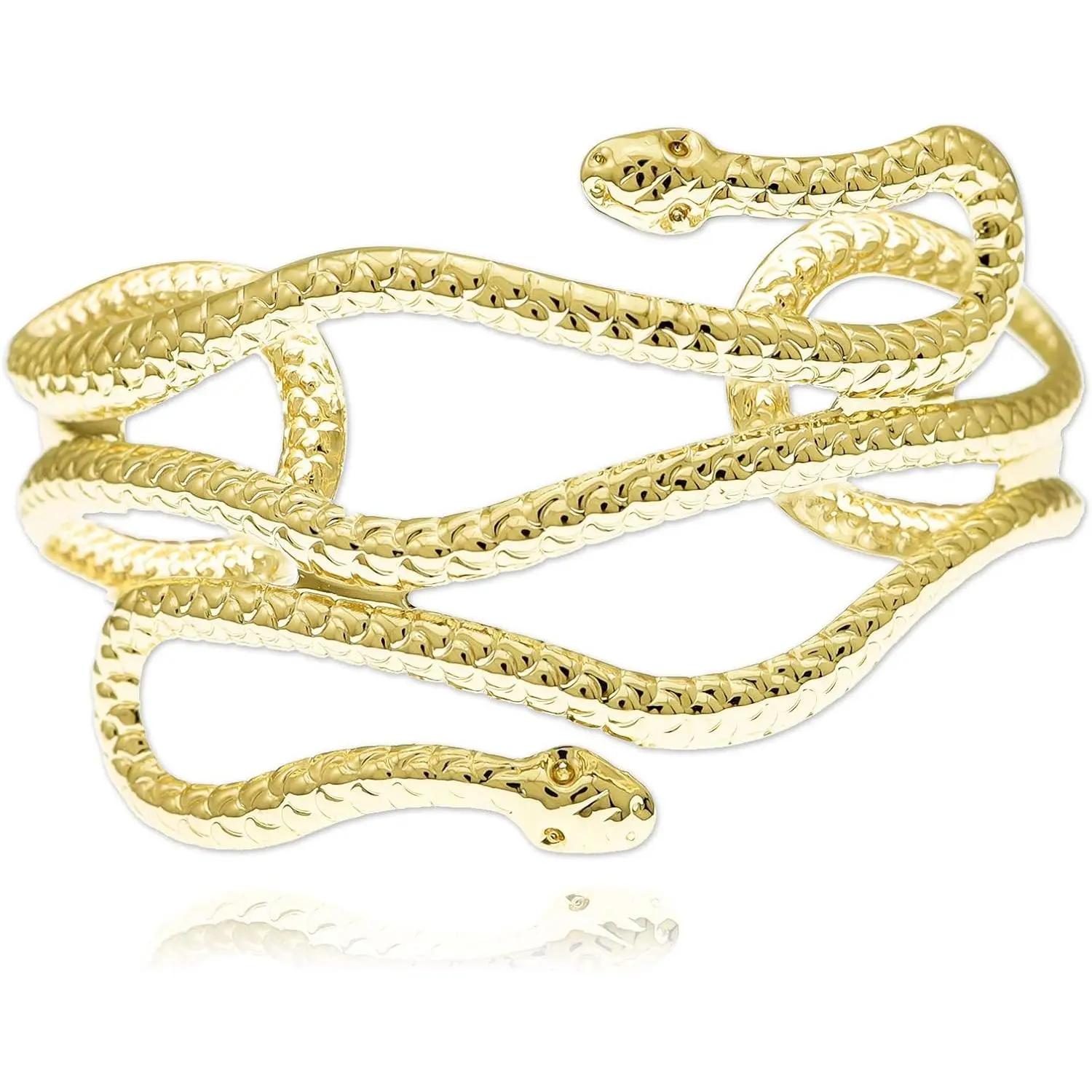Women's Egyptian Snake Arm Cuff, 5cm Wide Upper Arm Bangle, Cleopatra Style Adjustable Bangle Jewelry for Fancy Wear & Costumes, Open Cuff, 8Cm, Bold Width, Egypt Queen