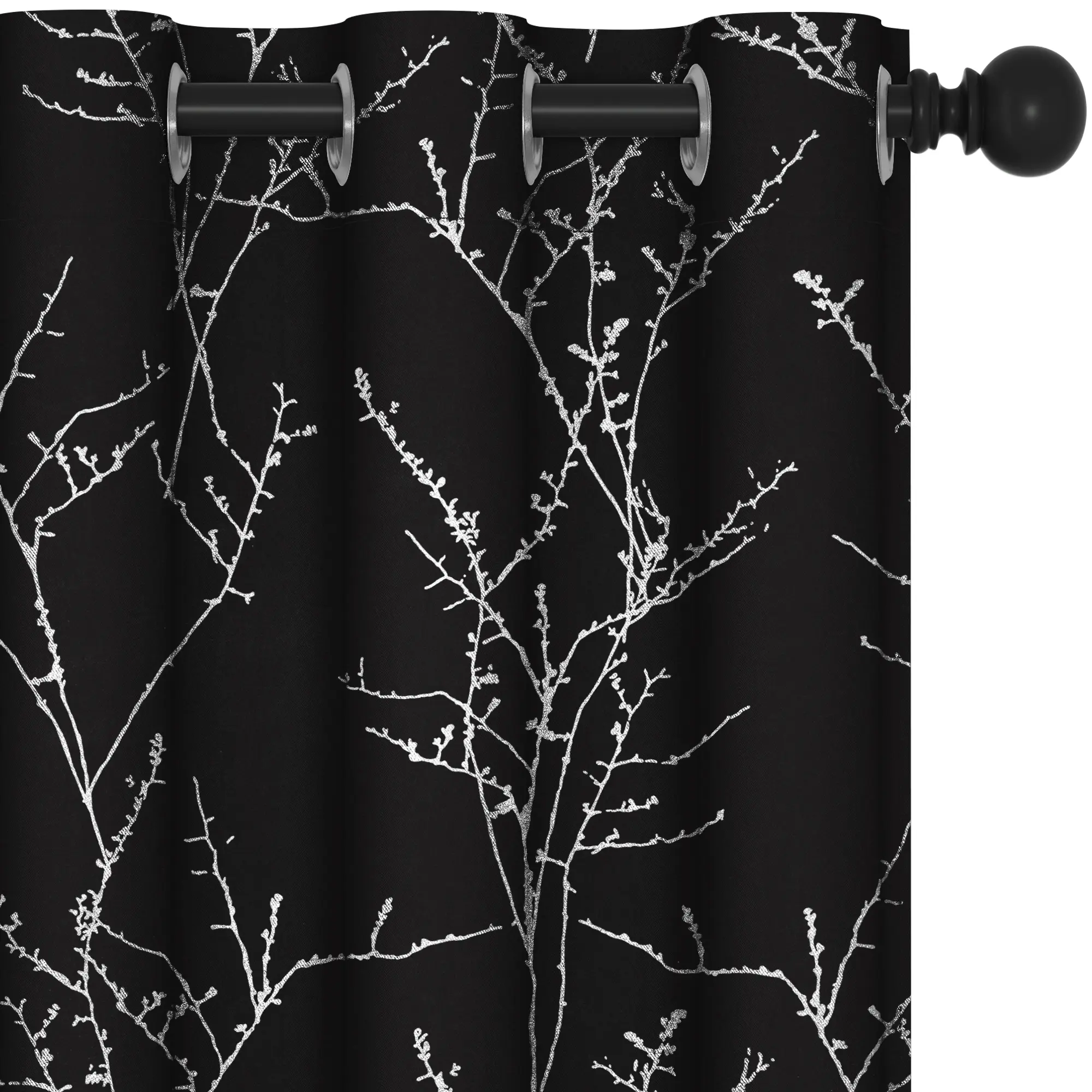 Deconovo Tree Branches Pattern Window Drapes - Thermal Insulated Blackout Curtains for Bedroom, Living Room, Set of 2 Panels