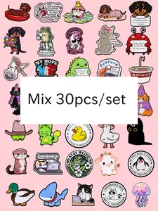 Random Mixed 30pcs/set Random Surprise Set Cute Animal Series Enamel Pins , Cartoon Cat Sausage Dog Backpack & Hat Decorations, Perfect Gift for Friends