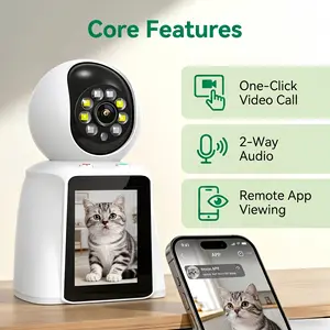 Instant Motion Alarm Pet Cam | 1-Click Video Call Smart Screen Monitor, 720P Color Night Vision Surveillance, Built-in Fill Light, Reliable USB Plug-In  wireless indoor camera  wireless wifi camera  security gadget