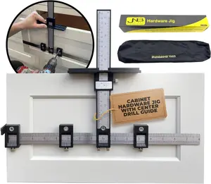 Cabinet Hardware Jig with Center Drill Guide, Hole Drilling for Drawer Handles and Pulls, Easy Install Tool - Full   with Free Carrying Case
