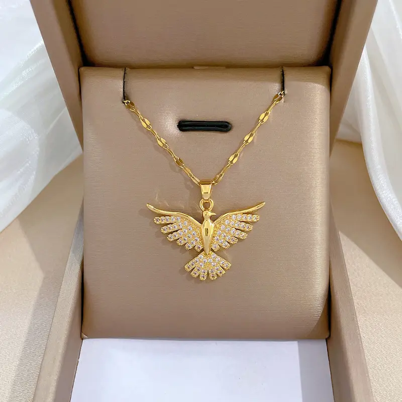 2pcs Party Luxury jewelry Phoenix Bird Pendant Necklace Necklace Chain Necklace Women