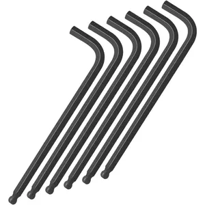 5/64" Ball End Hex Key Set, 6 count L-Shaped Allen Wrenches Long Arm,CR-V Steel, Black Oxide Finish, High Torque Repairing Tool for Furniture, , Equipment Maintenance