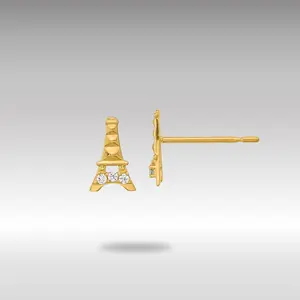 14K Gold Madi K Kids CZ Eiffel Tower Post Earrings - Model GK909