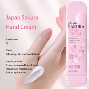 Single-Use Sakura Hand Cream 3g Pack, Hydrating Hand Balm, Lightweight Moisturizing Texture, Delicate Floral Scent, Travel Size, Improves Rough Hands