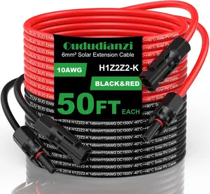 Oududianzi Solar Extension Cable 50Ft, Solar Wire 10AWG, 10 Gauge Tinned Copper PV Wire, Solar Panel Wires and Connectors for Home Roofs RV Boat Camping Solar Panels