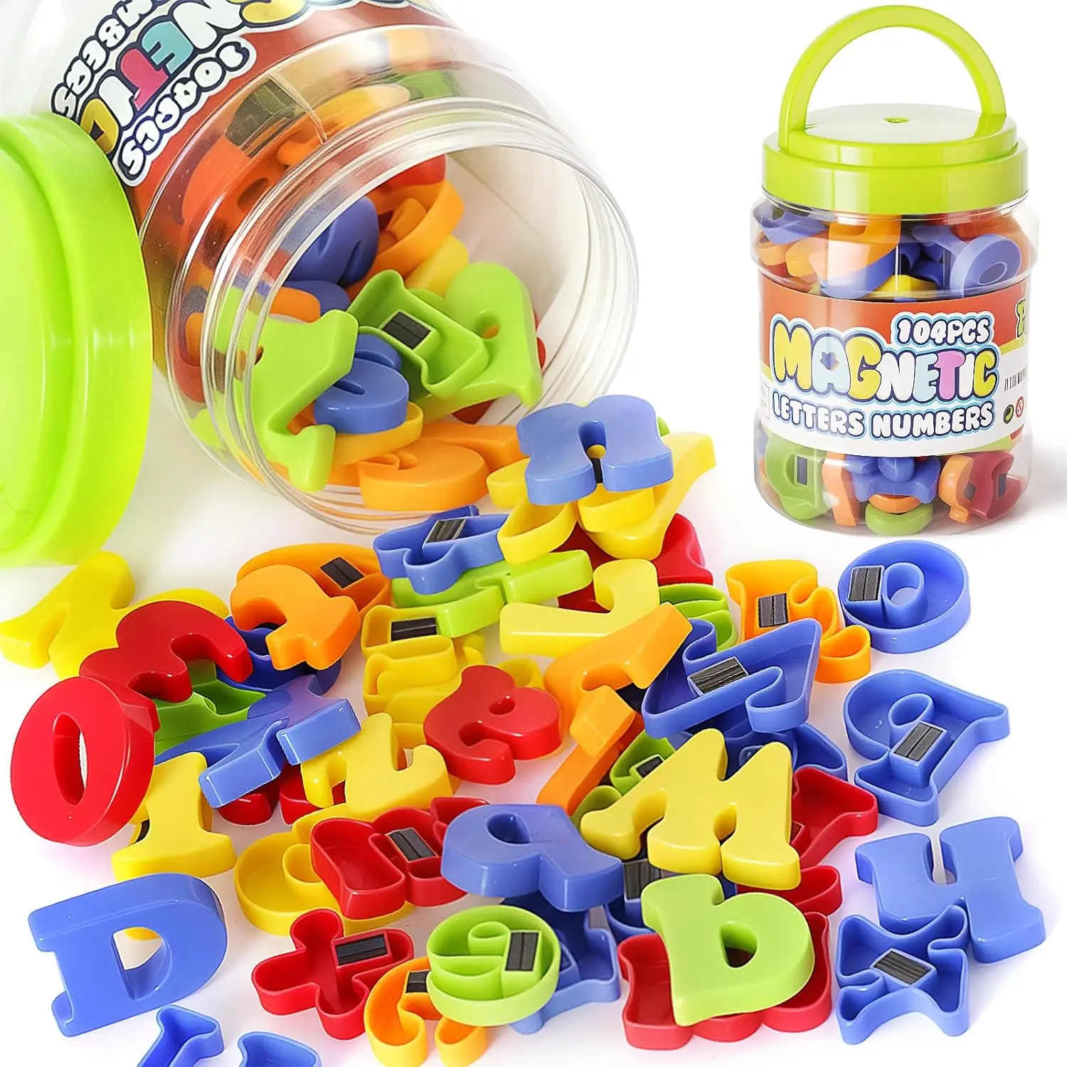 104 PCS Magnetic Alphabet Letters & Numbers Set for Toddlers ABC 123 Fridge Magnets Early Learning Preschool Educational Toys Montessori Gift for Kids Parents Teachers