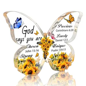 Acrylic Religious Gift Sign, Women's Spiritual Gift, Christian Desktop Decoration, Bible Decorations, Bible Accessories, Lady Sunflower Desk Accessory