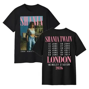 Shania Twain London Wembley Stadium 2026 Concert Tour Dates Two-Sided T-Shirt