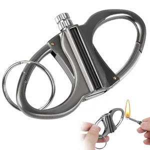 Keychain Lighter Car accessories, Match Lighter, Reusable Waterproof Lighters, Metal Emergency Flint Fire Starter, Survival Kit Gifts ( Not Include Lighter Fluid )