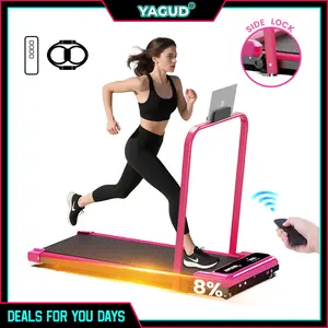 【New Arrival】DELSFORYOUDAYS YAGUD Electric Folding Treadmill with Handrail, Low Noise Motor – 265lbs Weight Capacity Spacious Belt Walking Pad, Dual Shock Absorption, Remote Control & Wheels for Easy Moving – Includes Free Resistance Bands and Remote