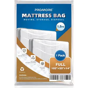 Plastic Mattress Bag for Disposal Moving or Storage - Full Size (1.5Mil), Waterproof Mattress Covers for Moving Supplies
