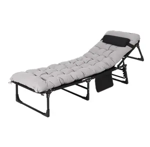 Portable Camping Cot for Adults, Heavy Duty Folding Bed with Thick Mattress Max 400LBS, Sleeping Cot for Camping, Travel, Home & Guest, Grey, 190CM