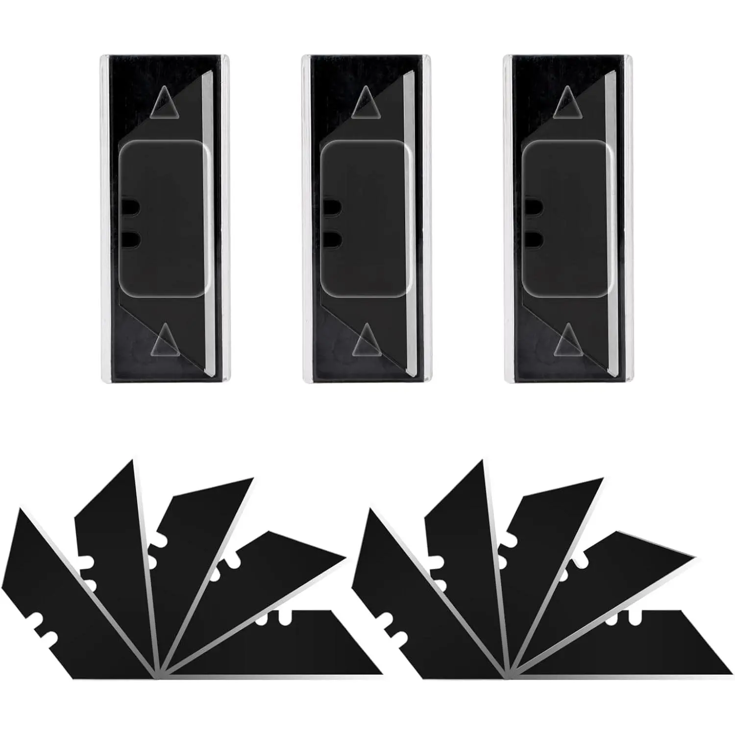 30-piece multi-function blade set, SK2 steel heavy-duty cutting knife replacement blades, with plastic case, standard size blades suitable for most standard multi-function knives (black)