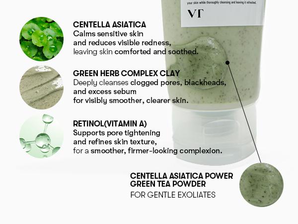 [VT Official] CICA Mask Cleanser, 2-in-1 Facial Wash, Non-Drying Clay Mask, Gentle Pore Care, Exfoliating, Hydrating, Centella Asiatica for Acne-Prone & Sensitive Skin, Korean Skincare (4.05 fl. oz)