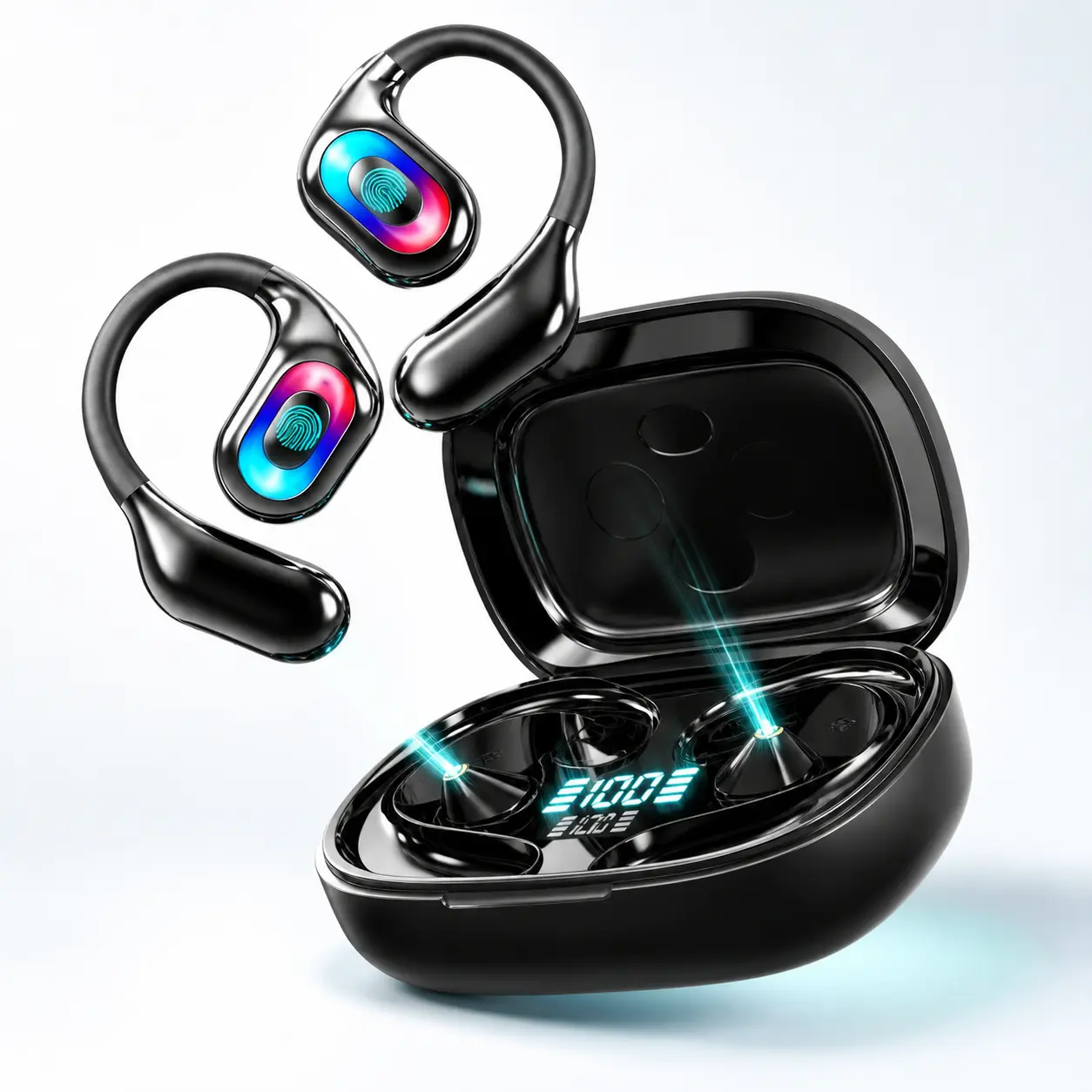 Kncfoeb Open-Back Bluetooth Headphones  AI Translation Wireless Earbuds - 2026 Upgraded, 156+ Language Instant Real-Time Translator, Chargeable with Charging Case, Compatible with iPhone & Android (Travel, Business Use),back to school,back to school haul