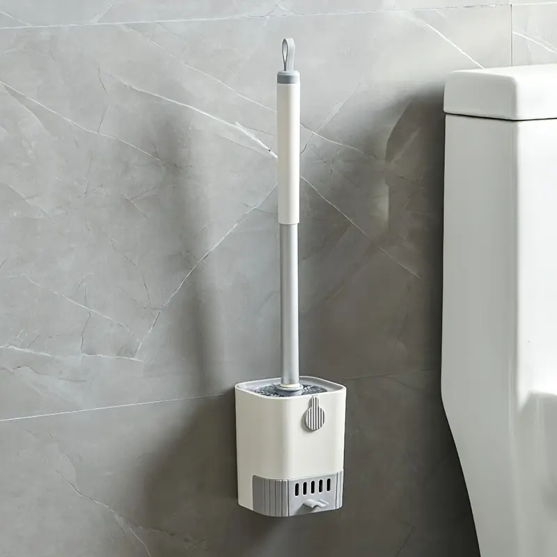 Toilet Bowl Brush and Holder 1 Pack Long Handle Toilet Brush for Bathroom with Freestanding Ventilated Holder Wall Mountable Flexible Toilet Brush Set for Cleaning The Toilet White