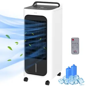SAVEYOUR HOMCOM 26 Inch 3-in-1 Evaporative Air Cooler, Portable Swamp Cooler with Ice Packs, 90° Oscillation, 7H Timer, Remote Control, Water Tank, Quiet Cooling Fan for Indoor Use