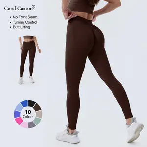 Coral Canton High Waisted Seamless Sports  Leggings for Women Tummy Control Compression Workout Pants with Scrunch Butt No Front Seam Buttery Soft Yoga Gym Leggings Sculpting Fit All Season Activewear SummerVibes