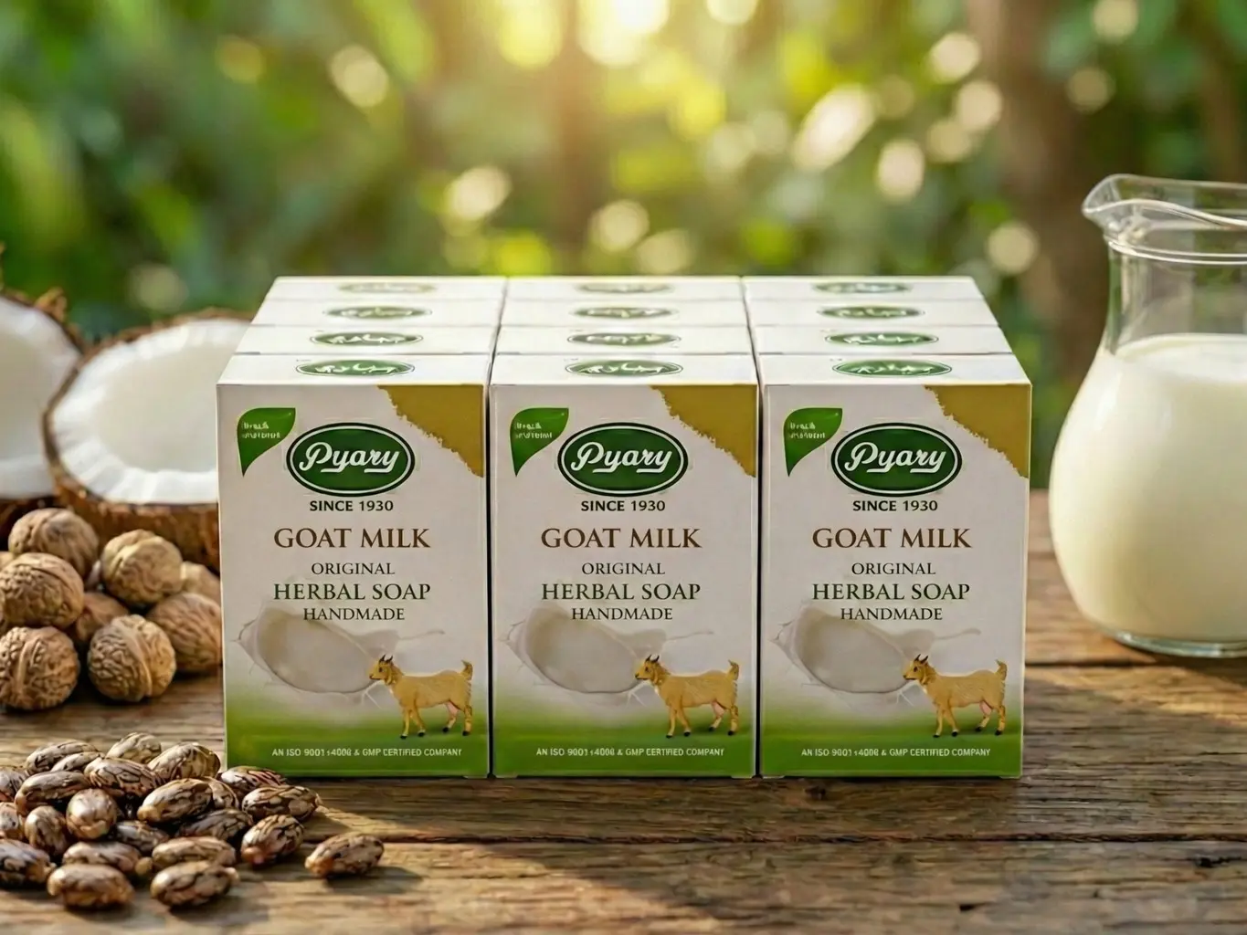 Pyary Goat Milk Herbal Soap Pack of 12 – 75g Handmade Herbal Moisturizing Face & Body Soap