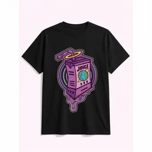 Juice World Inspired Casual Print Cotton Tee Round Neck Comfy Versatile Black White