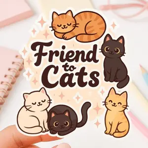 Friend to Cats Sticker Cute Cat Lover Gift Kawaii Cat Decal Animal Lover Vinyl Sticker Holographic Cat Sticker