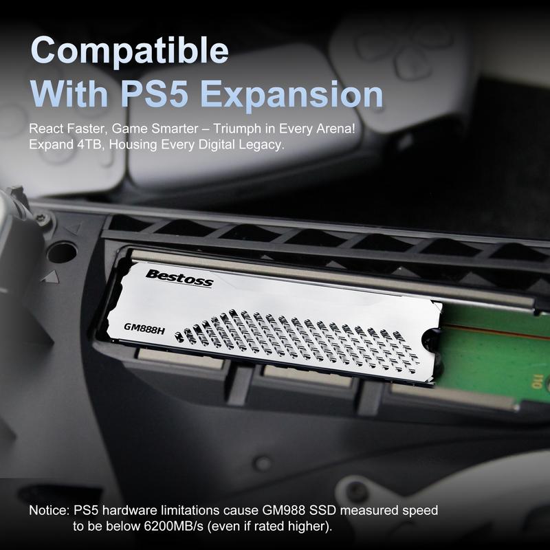 Bestoss GM888 H Gaming SSD with Heatsink up to 7300mb/s NVMe M.2 PCIe Gen4 Internal Solid State Drive  for PS5 1TB-4TB Storage for PC