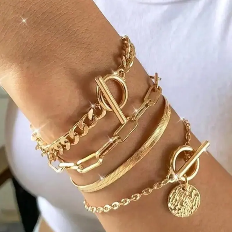 Women's Boho Style Alloy Chain Bracelet Set, Bracelet Bundle, Fashionable Vintage Coin Charm Decor Bracelet, Trendy Versatile & Exquisite Jewelry for Birthday Gifts, Adjustable Charm Bracelet, Bohemian Versatile Jewelry