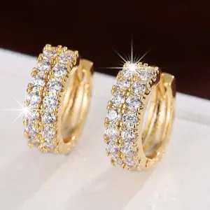Hip Hop fashion Cubic Zirconia round earrings for men and women
