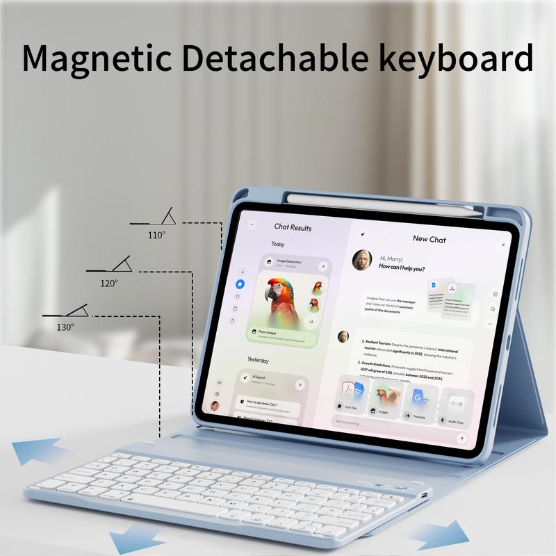 Kenke Backlit Magnetic Bluetooth Keyboard Case Foldable Multi-Angle Cover with Pencil Holder Color Options For iPad (A16)11th/10th Gen11/10.9''2025/2022,iPad Air11''M3/M2 2025/2024,Air5th/4th Gen10.9''2022/2020