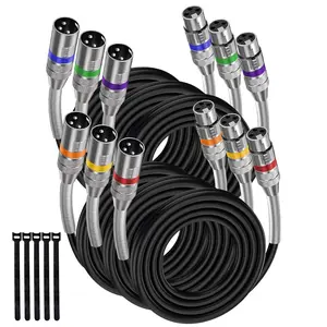 XLR to XLR Cables, 3-Pin Balanced Shielded Male to Female Microphone Cables for Studio Recording, Audio Mixer, Podcast or PA System, Copper Conductors, PVC Jacket, 3 Ft/ 6 Pack