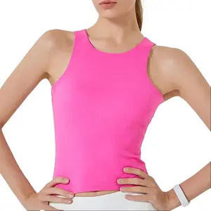 Women's Crew Neck Sleeveless Slim Fit Crop Tank Top