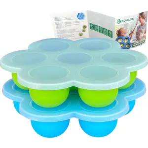 Silicone Egg Bite Molds [2 Pack] Instant Pot Accessories - Fit Instant Pot 5,6,8 qt Pressure Cooker - Food Freezer Tray with Lid - Reusable Storage Container (Blue & Green - Egg Bite Mold)