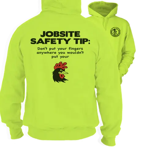 Jobsite Safety -  High Visibility Hoodie Work Gear - Cotton Poly Premium Blend - Designs For Blue Collar Workers Top Fabric Menswear Polyester Thick