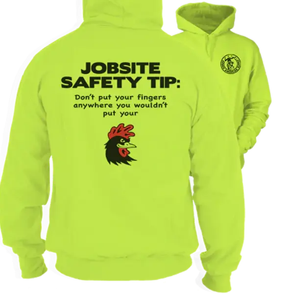 Jobsite Safety -  High Visibility Hoodie Work Gear - Cotton Poly Premium Blend - Designs For Blue Collar Workers Top Fabric Menswear Polyester Thick
