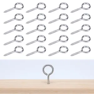 20PCS 2 Inch T316 Stainless Steel M4 Self Tapping Eye Screws Eyelet Hooks for Wood Indoor Outdoor Use