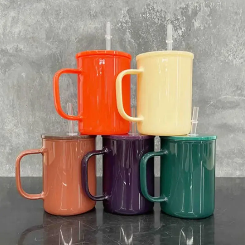 25-Pack 17oz Reusable Washable Sublimation Glass Mugs - Colors Mixed Retro Sublimable Cups with Lid & Straw, Iced Coffee Tumblers for Friend Parties, DIY Projects