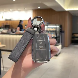 For Toyota 4Runner Key Fob Cover with Keychain, Soft TPU Full Protection Key Case Shell Compatible with 2016-2024 RAV4 Camry Prius Prado Highlander Avalon C-HR Corolla GT86, 3 Button