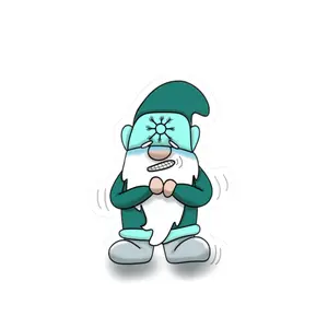 Freezing Gnome Kiss-Cut Sticker | Teal Gnome Illustration