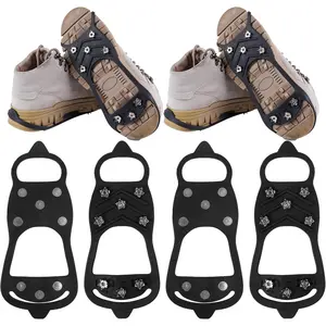 【Family 2-Pack】8-Stud Ice Cleats for Shoes & Boots, 2 Pairs Value Set Non-Slip Traction Grips, Reliable Crampons for Men & Women Walking & Hiking #WinterEssential Outdoor Sneakers
