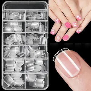 240pc Extra Short Square Fake Nails Tips Clear Press on Nails Short Square Nail Tip Full Cover Soft Gel Nail Tips False Nail XS Artificial Fingernails for Gel/Acrylic Nail Extension for Manicure Salon DIY at Home 12 Sizes for women girls and teens