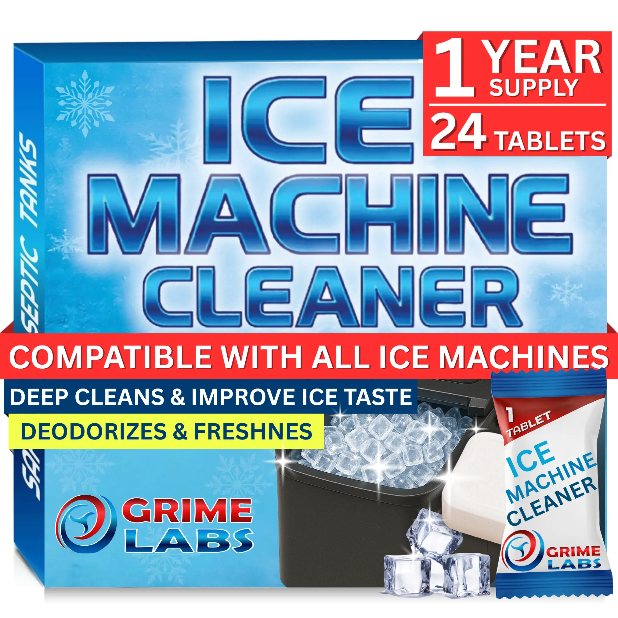 Ice Machine Cleaner Tablets Ice Machine Cleaner Tablets Descaler – 24 Pack (1 Year Supply) – Nickel ...
