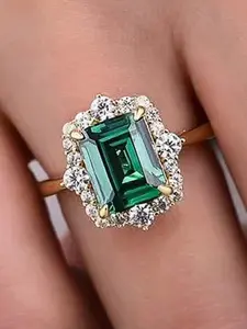 Elegant Rhinestone Decorated Ring for Women, Exquisite Trendy All-match Engagement Wedding Ring, Fashion Jewelry for Party, Daily Clothing Decor, Fashion Engagement Rings, Artificial Gemstone Ring