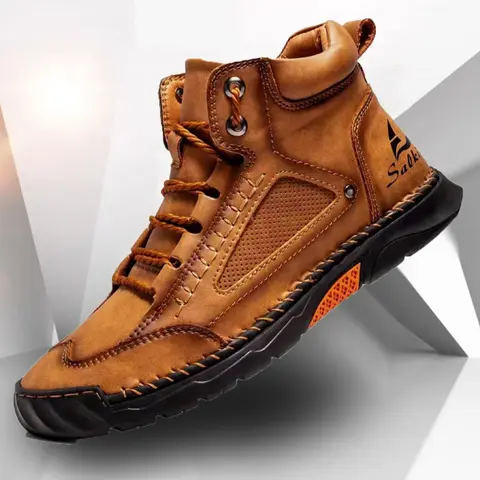 Men's Outdoor Lightweight Hiking Boots, Hiking Footwear, Casual Sporty Lace Up Boots for Outdoor Activities, Fashionable Western Cowboy Style Shoes for Daily Wear