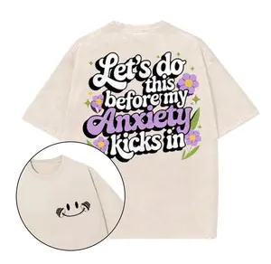 Let's Do This Before My Anxiety Kicks in Printed Gym T-Shirt, Gym Shirt, Graphic Gym Shirt, Vintage Washed Tee Conton, Gym Shirt Women- Summer Fall- Menswear Tops, Gym Shirt Women-women's shirt