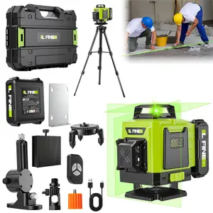 L FINE 16 Lines Laser Level with Tripod, 360° 4D Green Beam Self-Leveling Cross Line Laser, Professional Alignment Tool with Batteries & Remote Control