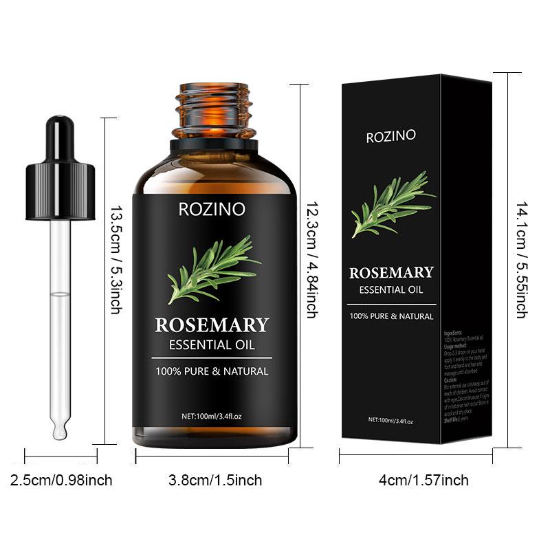 Rozino Natural Rosemary Essential Oil 100ml Pure Plant Oil for Hair Care Skin Hydration and Relaxing Massage