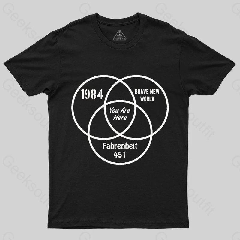 GEEKSOUTFIT Men's Cotton Graphic T-Shirt - Normal Type, Geek Theme "You Are Here" Funny Print, Short-Sleeve Round Neck Casual Menswear Top for Daily Streetwear